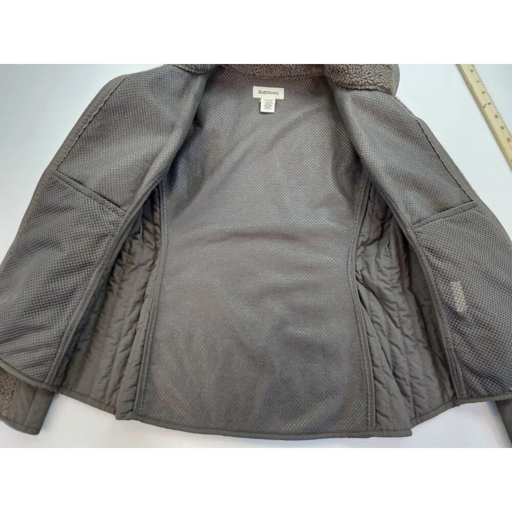 RUFF HEWN Cozy Gray Faux Sherpa Fleece Full Zip L Wicking Cabin Outdoor Neutral - Picture 8 of 10